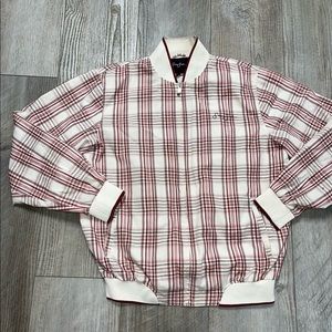 Sean John cream plaid jacket bomber windbreaker EUC L
